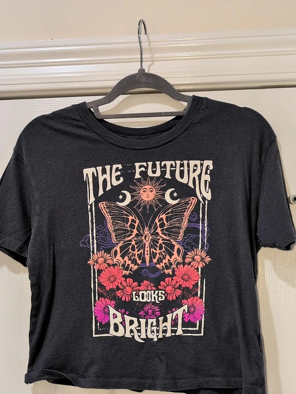 Rebellious One Graphic Butterfly Cotton Tee Size Small